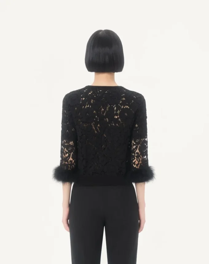 Lace and cotton cardigan