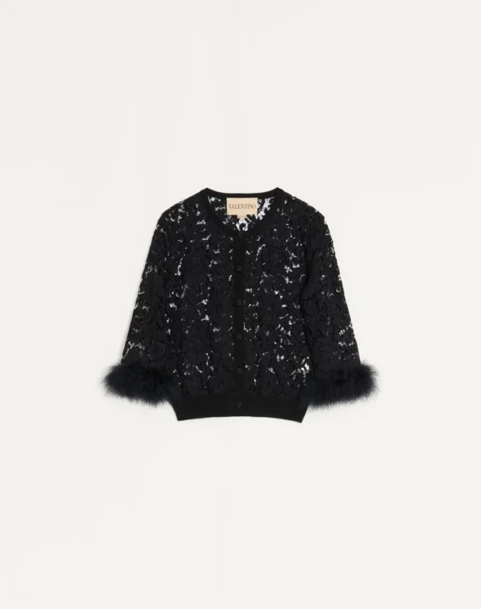 Lace and cotton cardigan