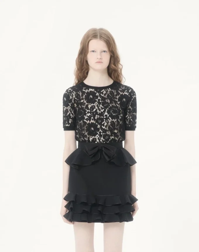 Lace and cotton sweater