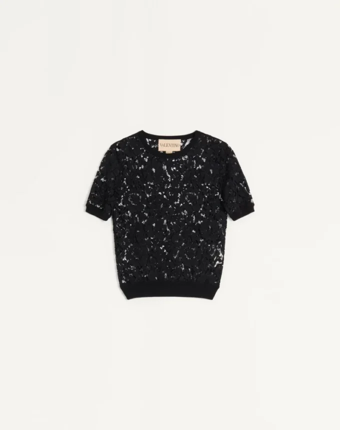 Lace and cotton sweater