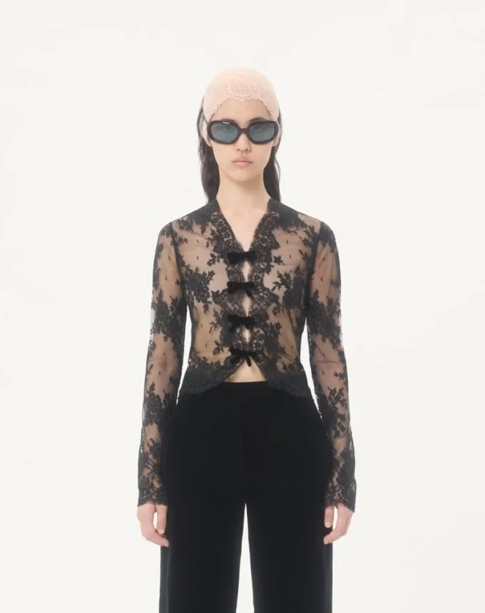Lace Shirt With Bows