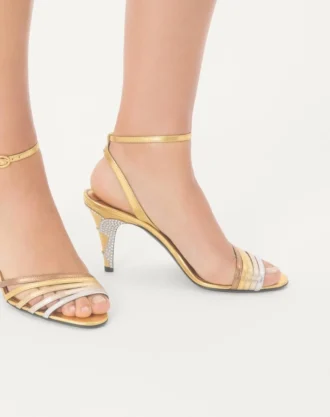 Ladycrush Sandal In Laminated Nappa With Crystals 85Mm