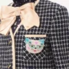 Le Chat De La Maison Brooch In Jacquard Fabric With Resin Bead Embroidery