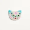 Le Chat De La Maison Brooch In Jacquard Fabric With Resin Bead Embroidery