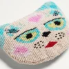 Le Chat De La Maison Brooch In Jacquard Fabric With Resin Bead Embroidery
