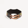 Leather belt with floral motif embroidery 95 mm