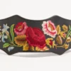 Leather belt with floral motif embroidery 95 mm
