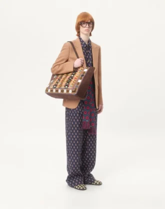 Lightweight Cuffed Linen Pants With Voyage Imaginaire Print