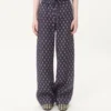 Lightweight Cuffed Linen Pants With Voyage Imaginaire Print