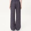Lightweight Cuffed Linen Pants With Voyage Imaginaire Print