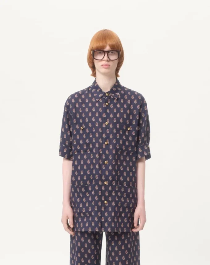Lightweight Linen Shirt With Voyage Imaginaire Print