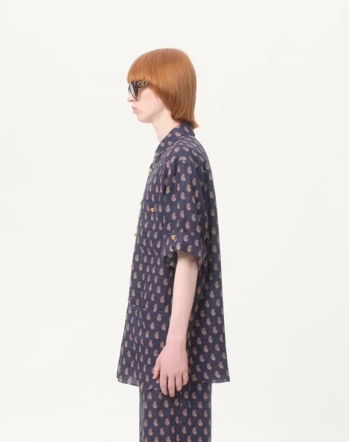 Lightweight Linen Shirt With Voyage Imaginaire Print
