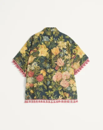 Linen Bowling Shirt With Apres L’Hiver Print