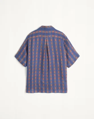 Linen Bowling Shirt With Voyage Imaginaire Print