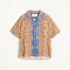 Linen Bowling Shirt With Voyage Imaginaire Print