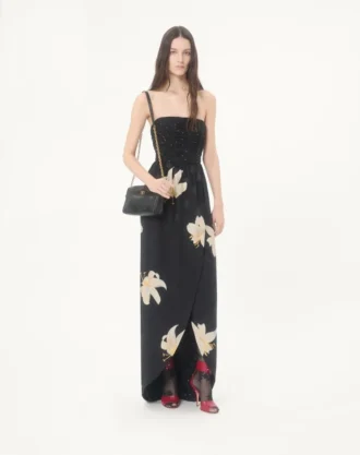 Long Dress In Crepe De Chine Jacquard Apres L’Hiver Lilium