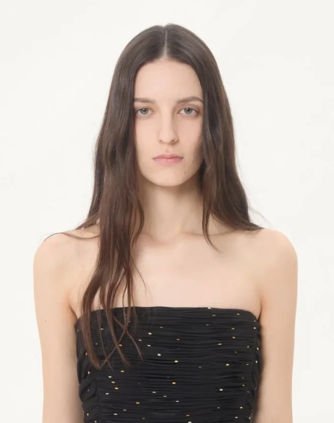 Long Dress In Crepe De Chine Jacquard Apres L’Hiver Lilium