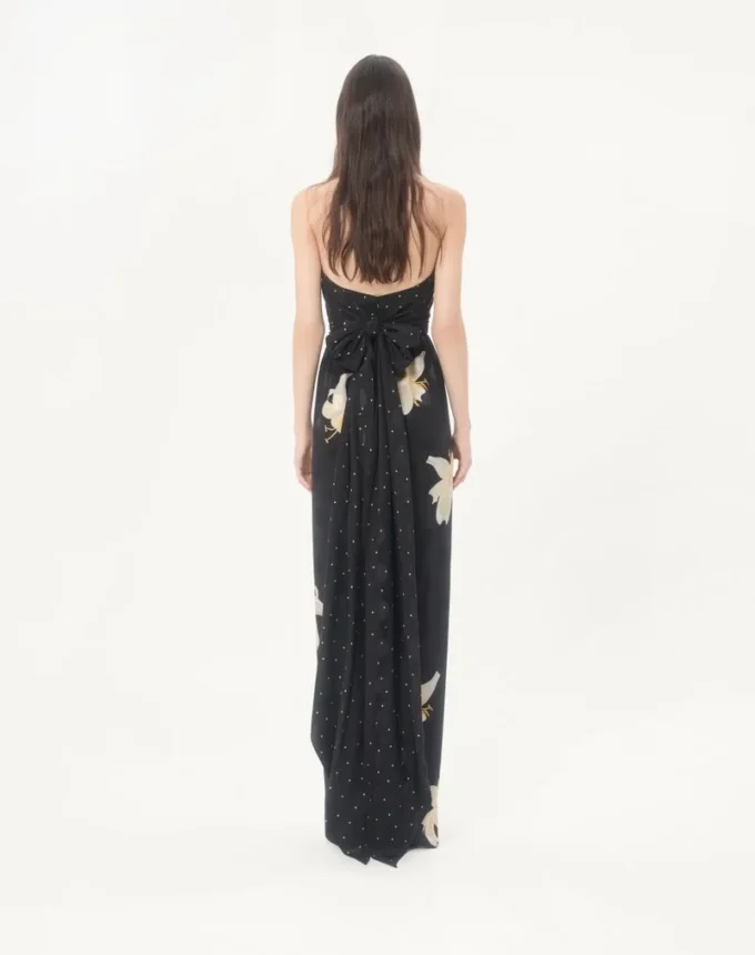 Long Dress In Crepe De Chine Jacquard Apres L’Hiver Lilium