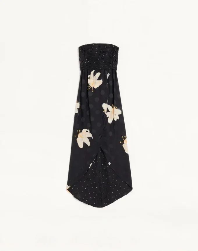 Long Dress In Crepe De Chine Jacquard Apres L’Hiver Lilium