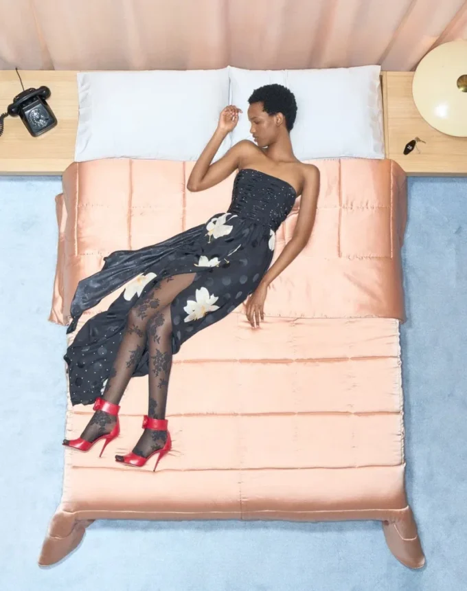 Long Dress In Crepe De Chine Jacquard Apres L’Hiver Lilium