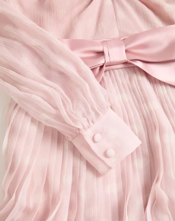 Long Dress In Creponne Chiffon With Plus De Pois Print Long Dress In Creponne Chiffon With Plus De Pois Print