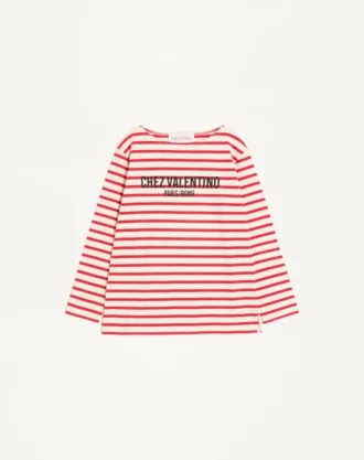 LONG-SLEEVED COTTON T-SHIRT WITH CHEZ VALENTINO PRINT
