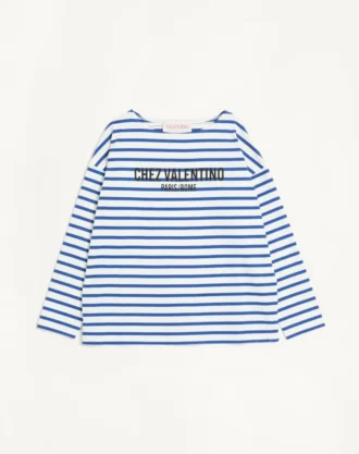 Long-Sleeved Cotton T-Shirt With Chez Valentino Print