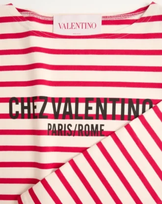 LONG-SLEEVED COTTON T-SHIRT WITH CHEZ VALENTINO PRINT