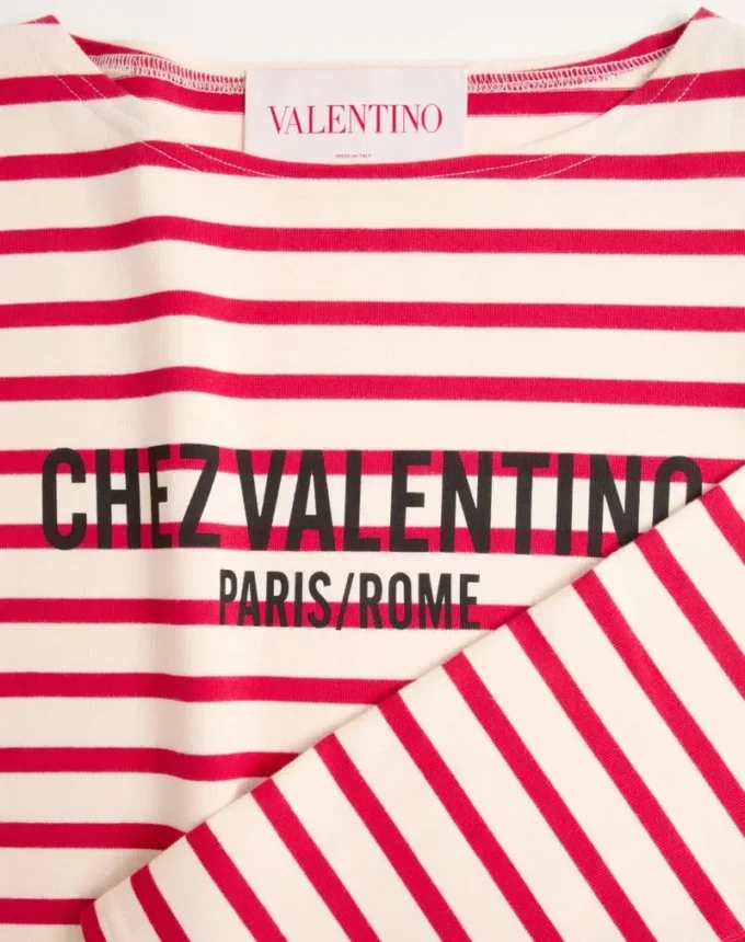 LONG-SLEEVED COTTON T-SHIRT WITH CHEZ VALENTINO PRINT