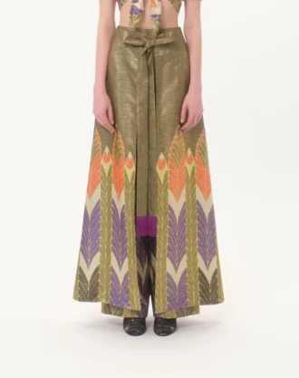 Lurex Pants With Voyage Imaginaire Print
