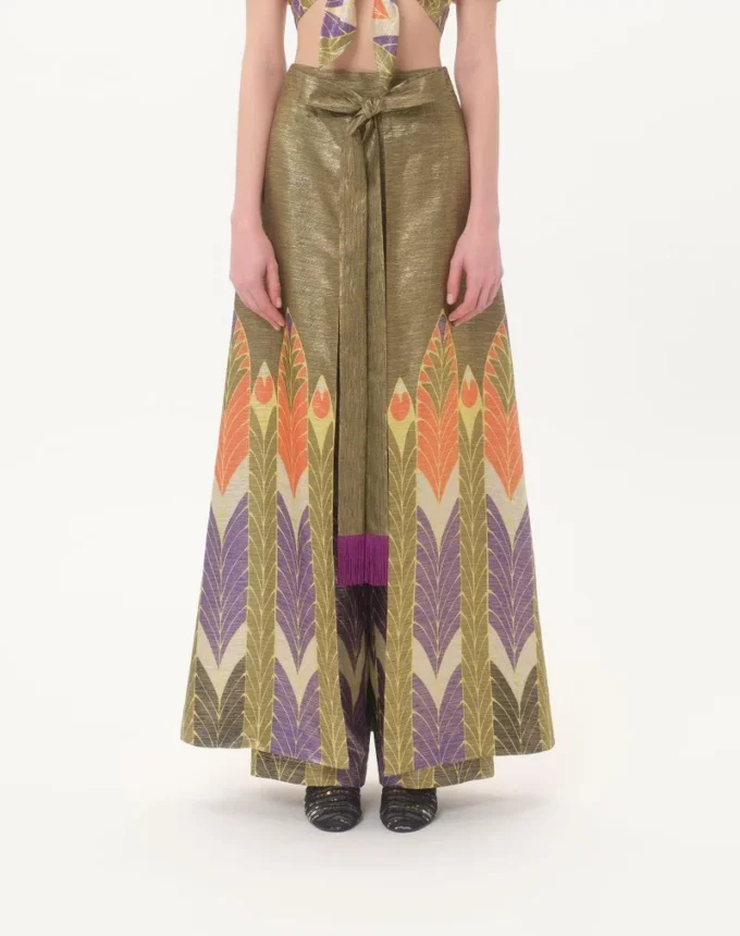 Lurex Pants With Voyage Imaginaire Print