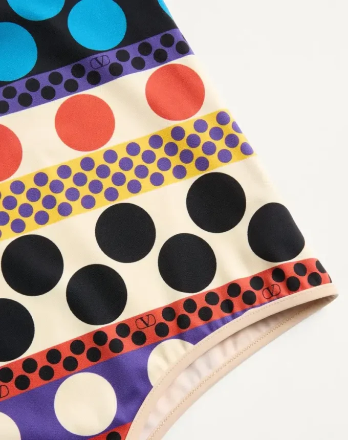 Lycra One-Piece Swimsuit With Opticool Riga Pois Print