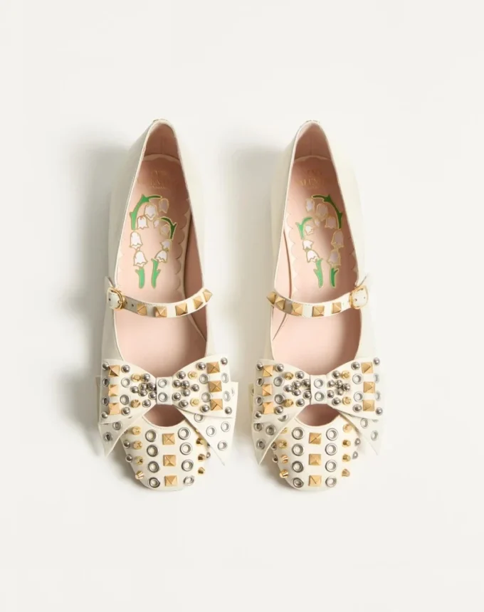 Mary-Jane Bowow Ballerina In Kidskin With Studs
