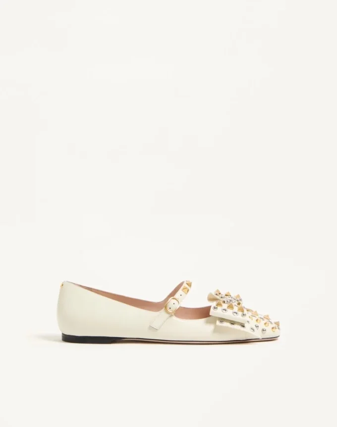Mary-Jane Bowow Ballerina In Kidskin With Studs