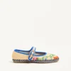 Mary-Jane Endouce Ballerina In Raffia With Floral Embroidery