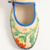 Mary-Jane Endouce Ballerina In Raffia With Floral Embroidery