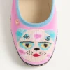 Mary-Jane Endouce Velvet Ballerina With Le Chat De La Maison Embroidery
