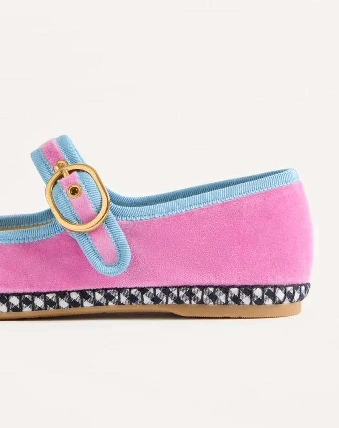 Mary-Jane Endouce Velvet Ballerina With Le Chat De La Maison Embroidery