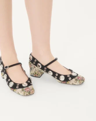 Mary-Jane Nellcôte Pumps In Papier Floral Jacquard Fabric 30Mm