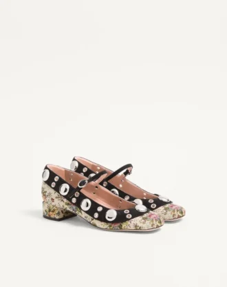 Mary-Jane Nellcôte Pumps In Papier Floral Jacquard Fabric 30Mm