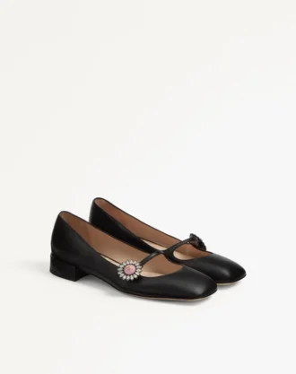 Mary-Jane Preshoes Ballerina In Kidskin With Jewel Button 20Mm