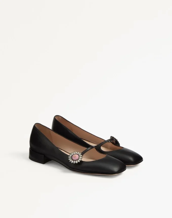 Mary-Jane Preshoes Ballerina In Kidskin With Jewel Button 20Mm