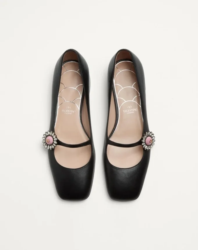 Mary-Jane Preshoes Ballerina In Kidskin With Jewel Button 20Mm