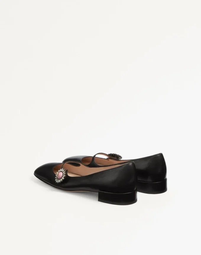 Mary-Jane Preshoes Ballerina In Kidskin With Jewel Button 20Mm