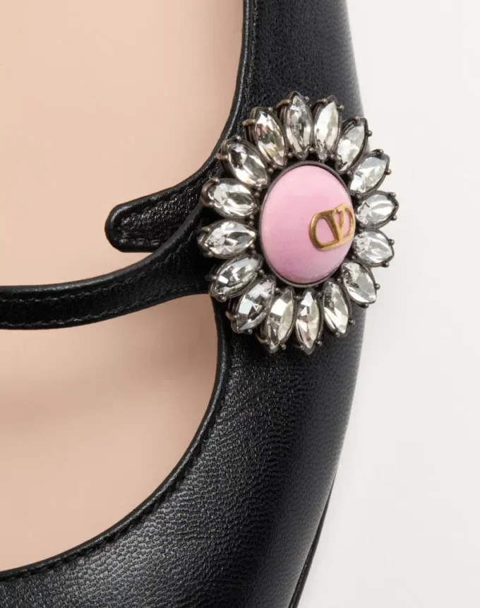 Mary-Jane Preshoes Ballerina In Kidskin With Jewel Button 20Mm