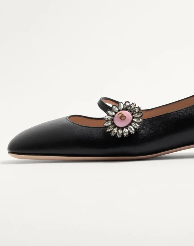 Mary-Jane Preshoes Ballerina In Kidskin With Jewel Button 20Mm