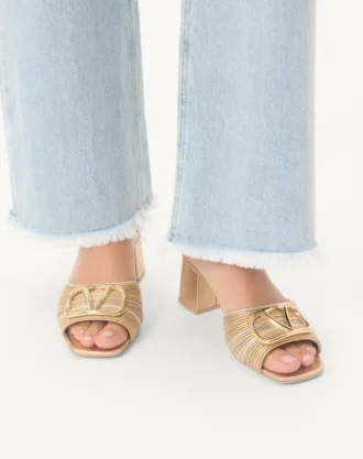 Metallic Vlogo Signature Slide Sandal With Cornely Embroidery 60Mm