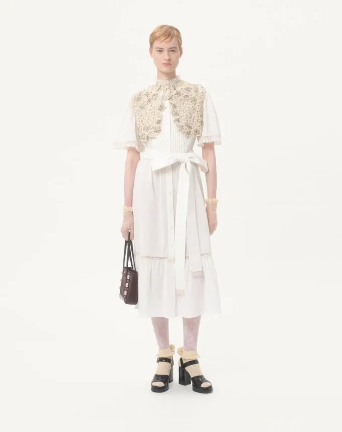 Midi Dress In Cotton Muslin Midi Dress In Cotton Muslin