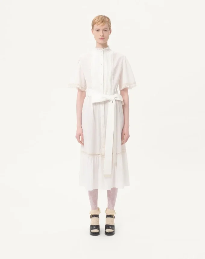 Midi Dress In Cotton Muslin Midi Dress In Cotton Muslin