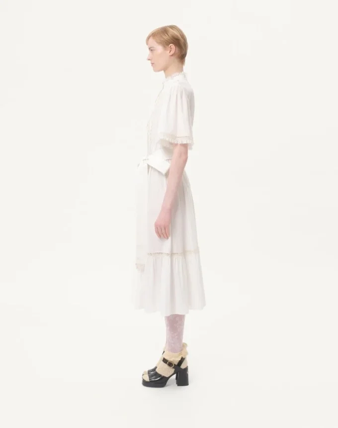 Midi Dress In Cotton Muslin Midi Dress In Cotton Muslin